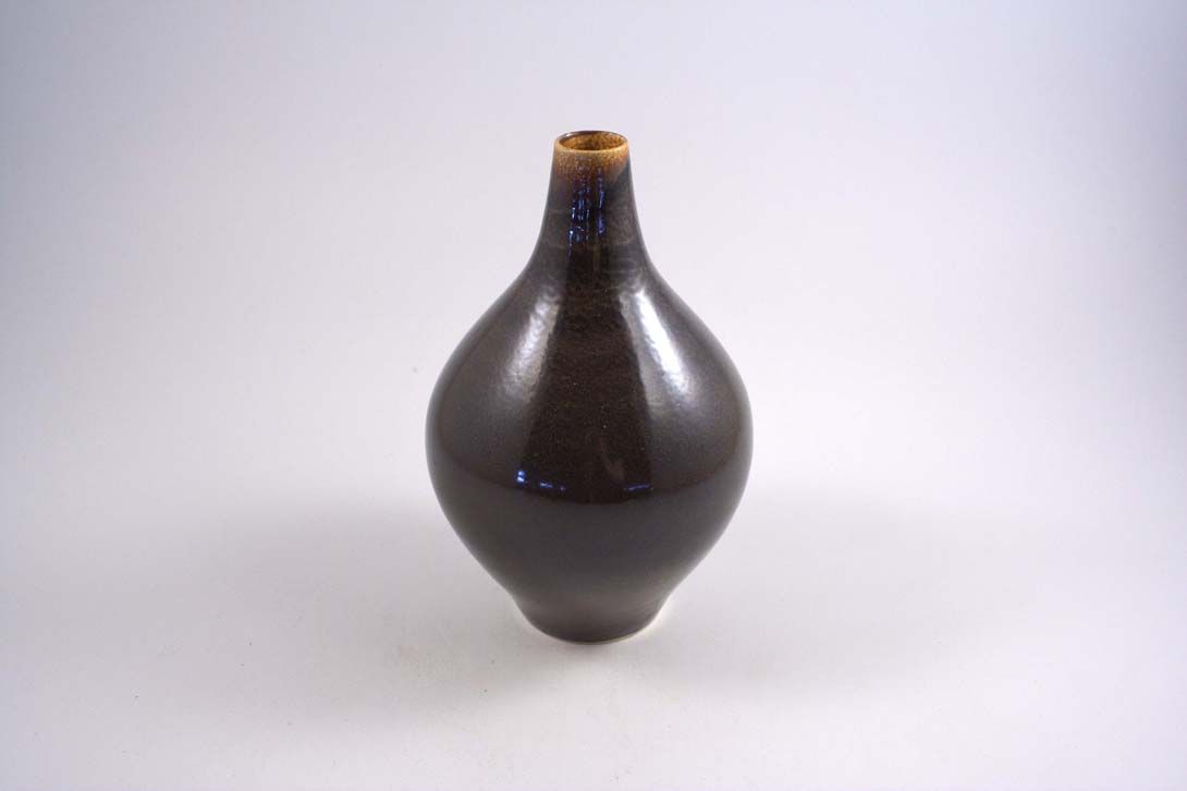 Foto Ceramic Table Vase Brown Beige Inside h27 D4
