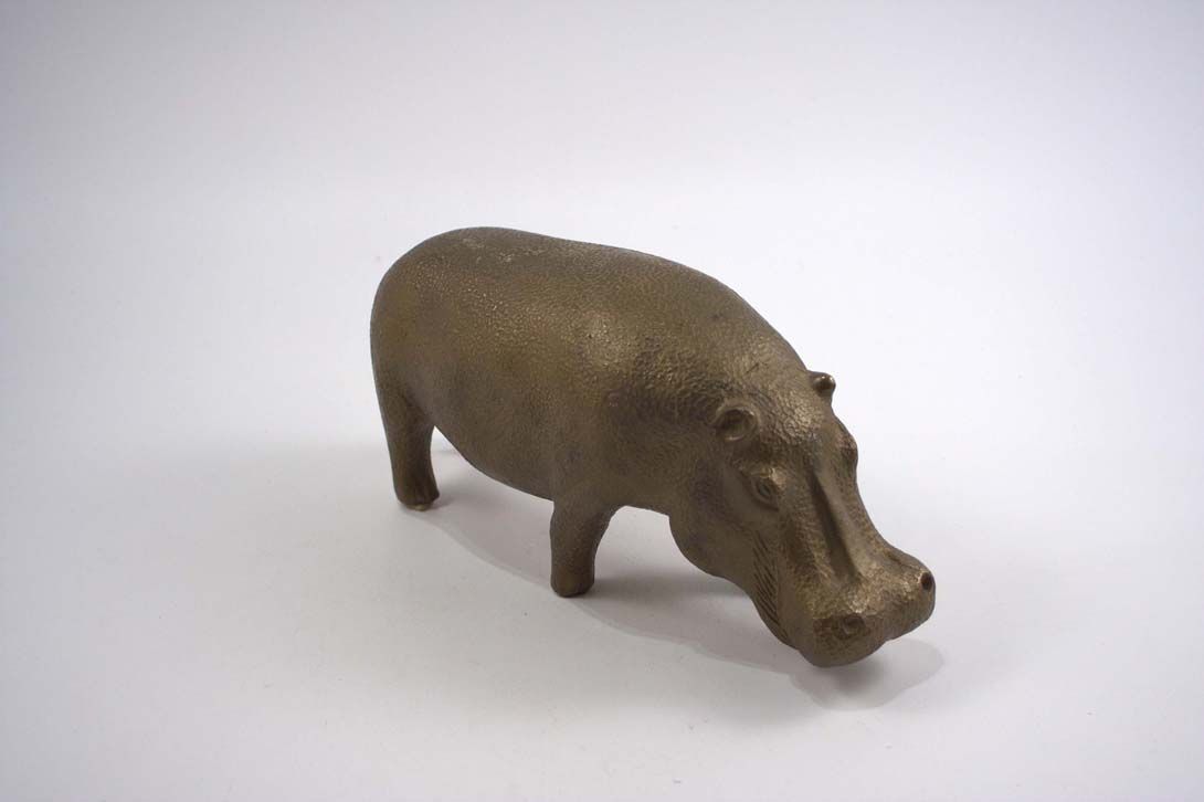 Foto Sculpture Snuffling Brass Hippo h13x9x29
