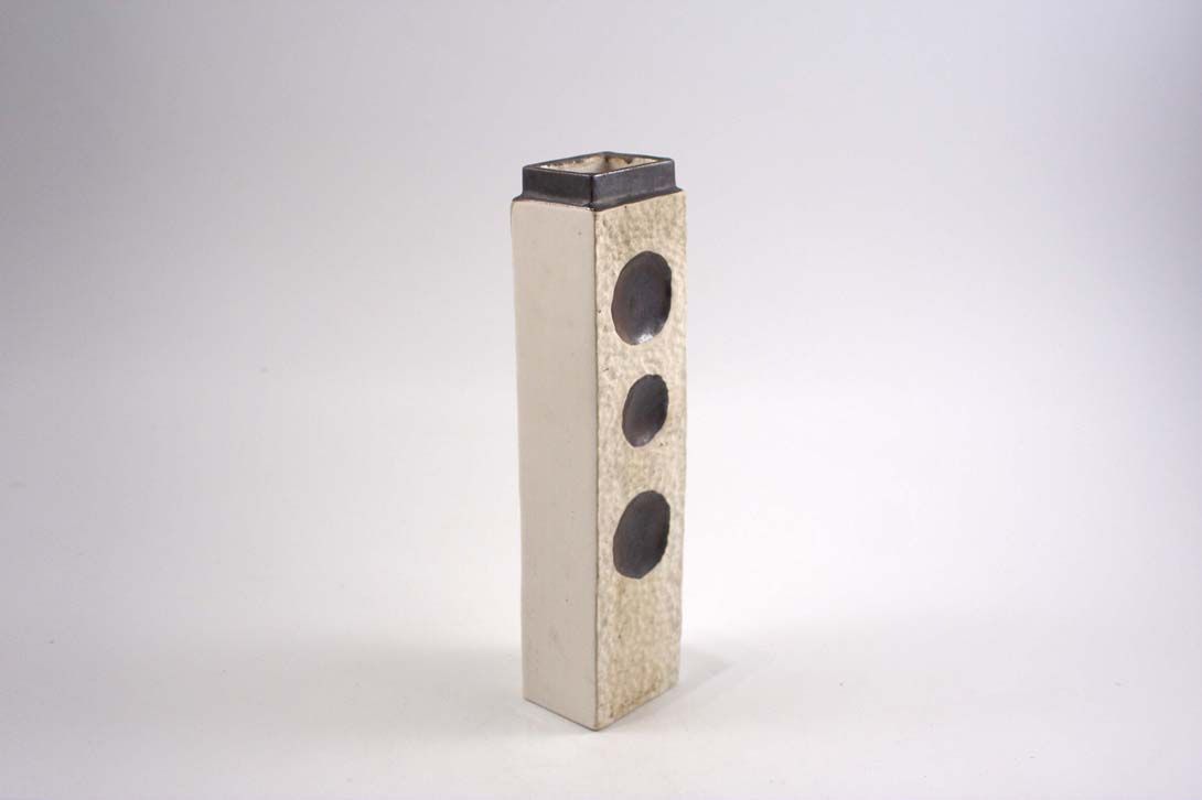 Foto Ceramic Ethno Vase Brown Dots Bohemia 1974 h30 D6