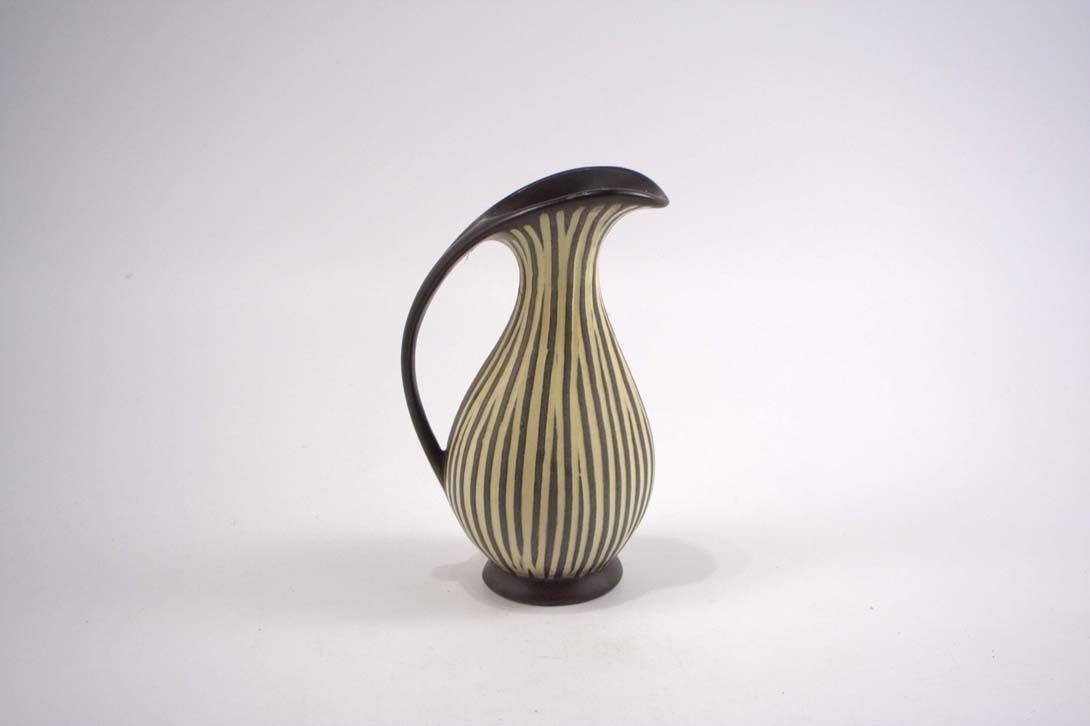 Foto Ceramic Table Vase Jug Brown Stripes B4