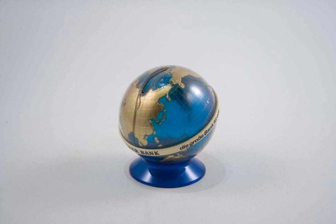 Foto Piggy Bank, Blue/Golden Globe