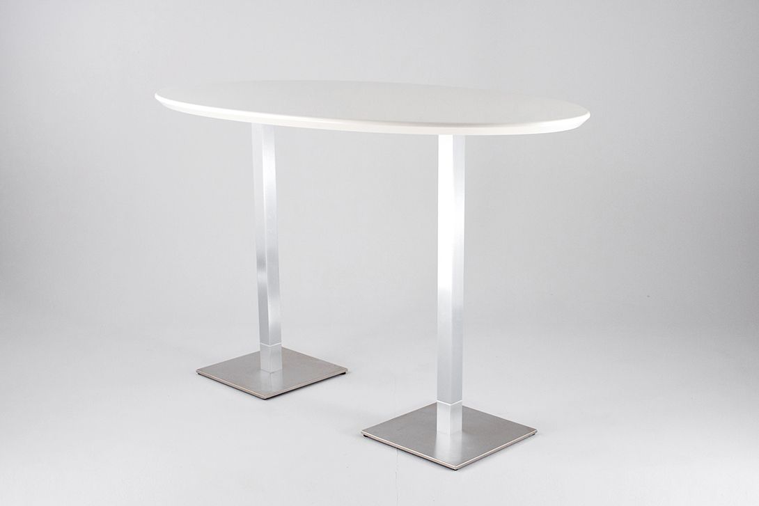 Foto High Table with Squared Double Base and White Ellipse B h110x175x100