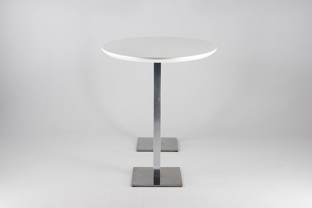 Foto High Table with Squared Double Base and White Ellipse B h110x175x100