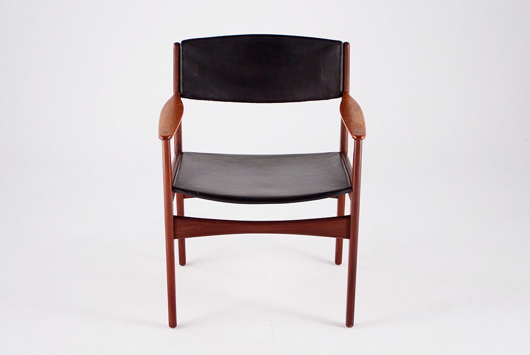 Foto Danish Teak Armchair Black Leather 1960