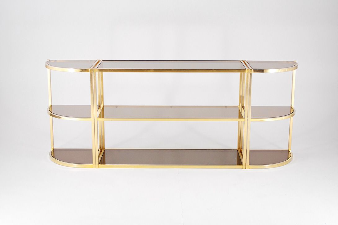Foto Brass Sideboard/Shelf Tinted Glass 1965