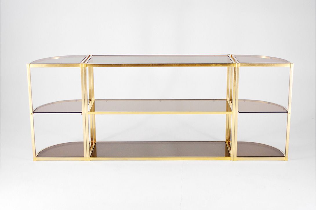 Foto Brass Sideboard/Shelf Tinted Glass 1965