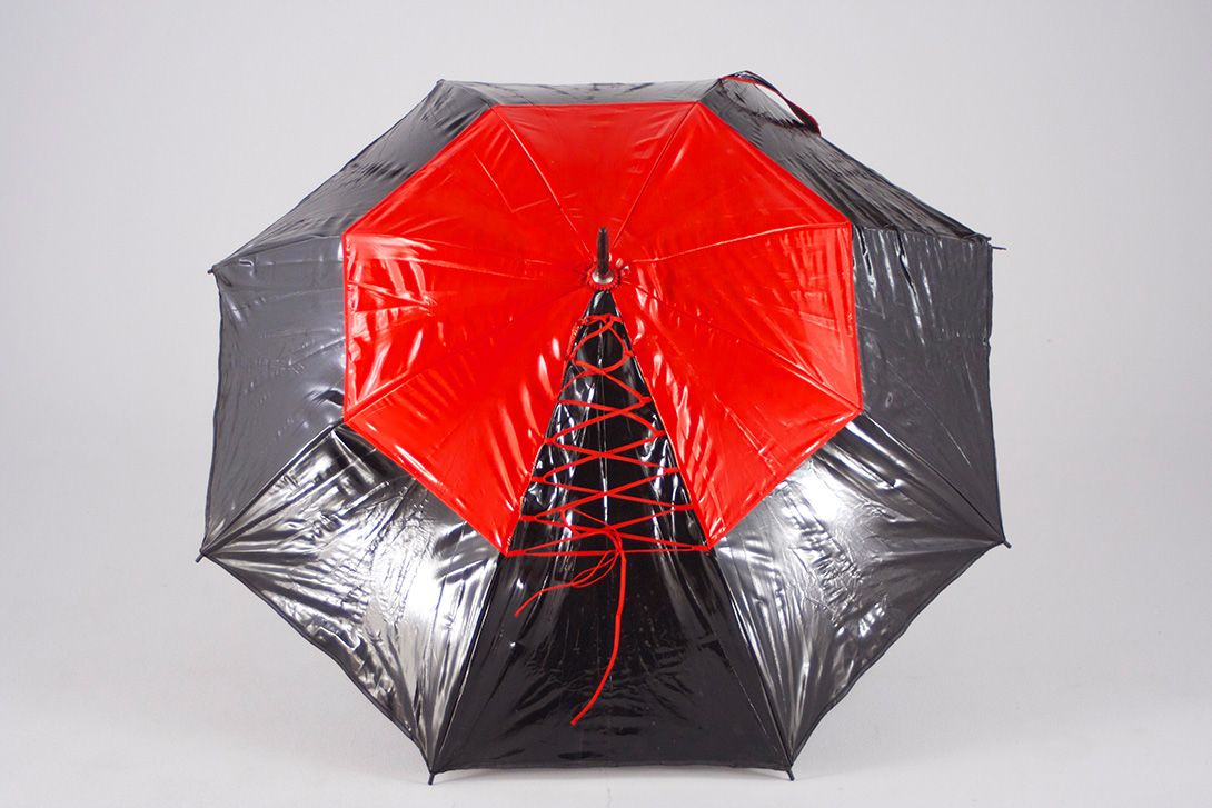 Foto Patent Leather Umbrella, Red and Black