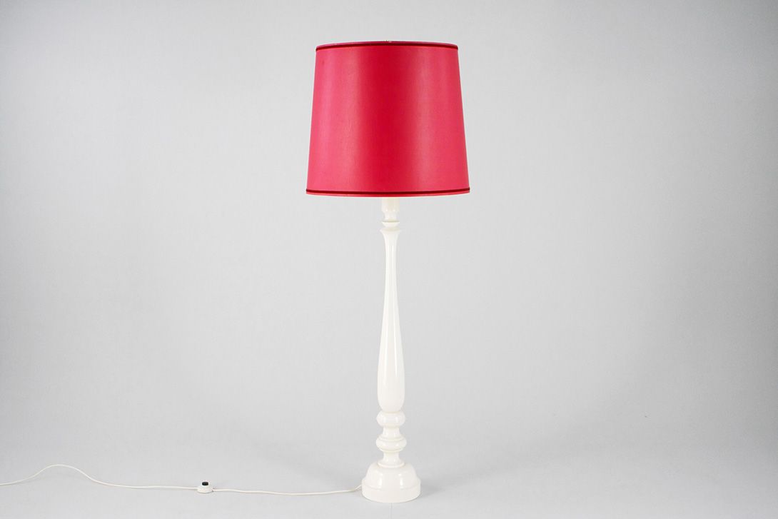 Foto Floor Lamp Ceramic Column with Red Silk Shade, h170cm F1+