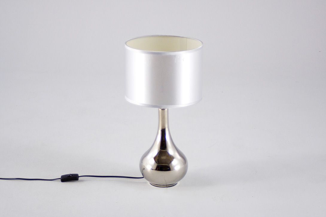 Foto Table Lamp Mirrored Pumpkin Ball with Silver Shade h48