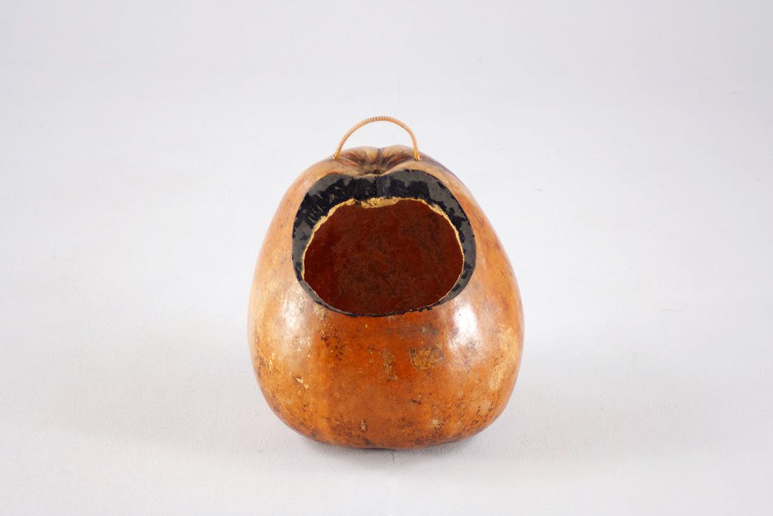 Foto Pumpkin Shaped Wooden Basket, Braided Handle