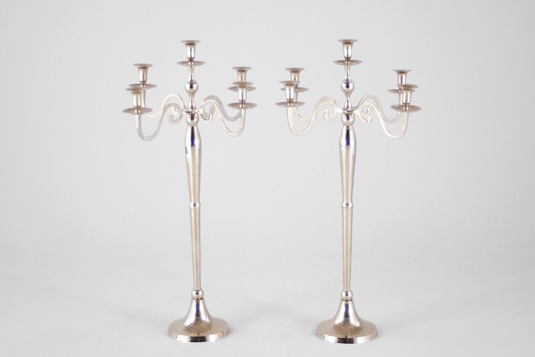 Foto Chrome Floor Candle Stand h85x48 Alsace 1970