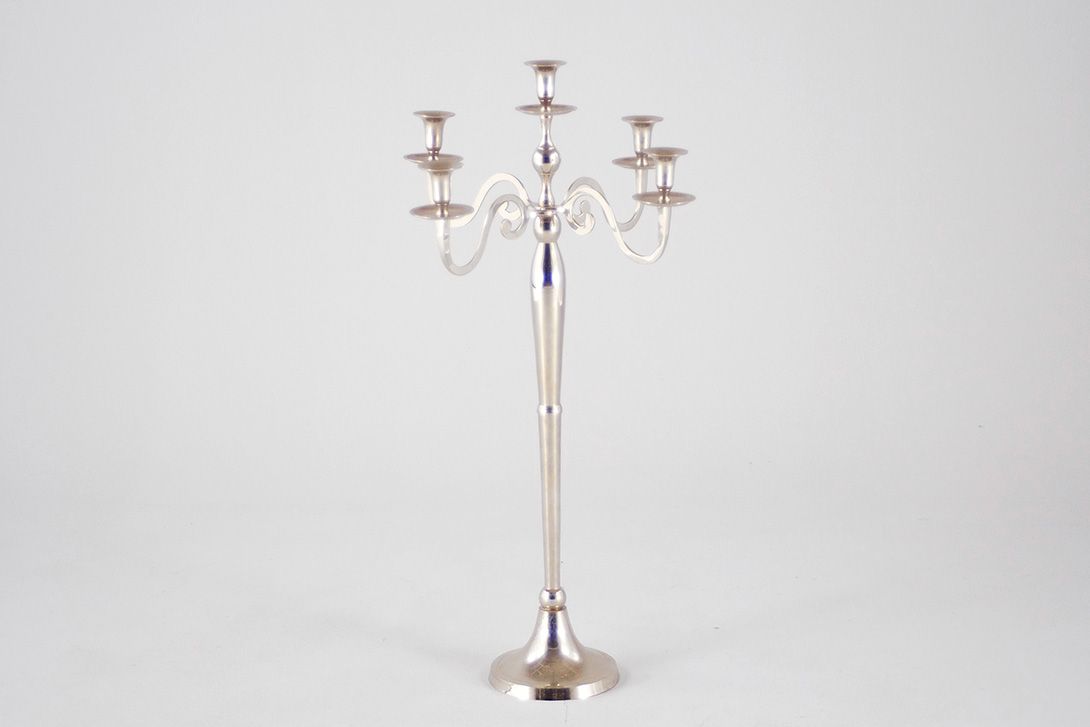Foto Chrome Floor Candle Stand h85x48 Alsace 1970