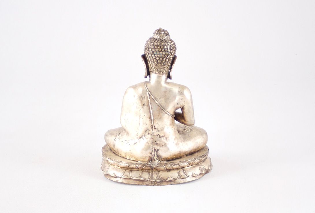 Foto Silver Metal Buddha Statue h58x45x35