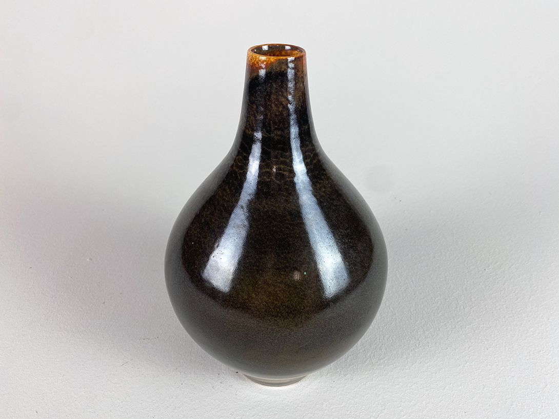 Foto Ceramic Table Vase Brown Beige Inside h27 D4