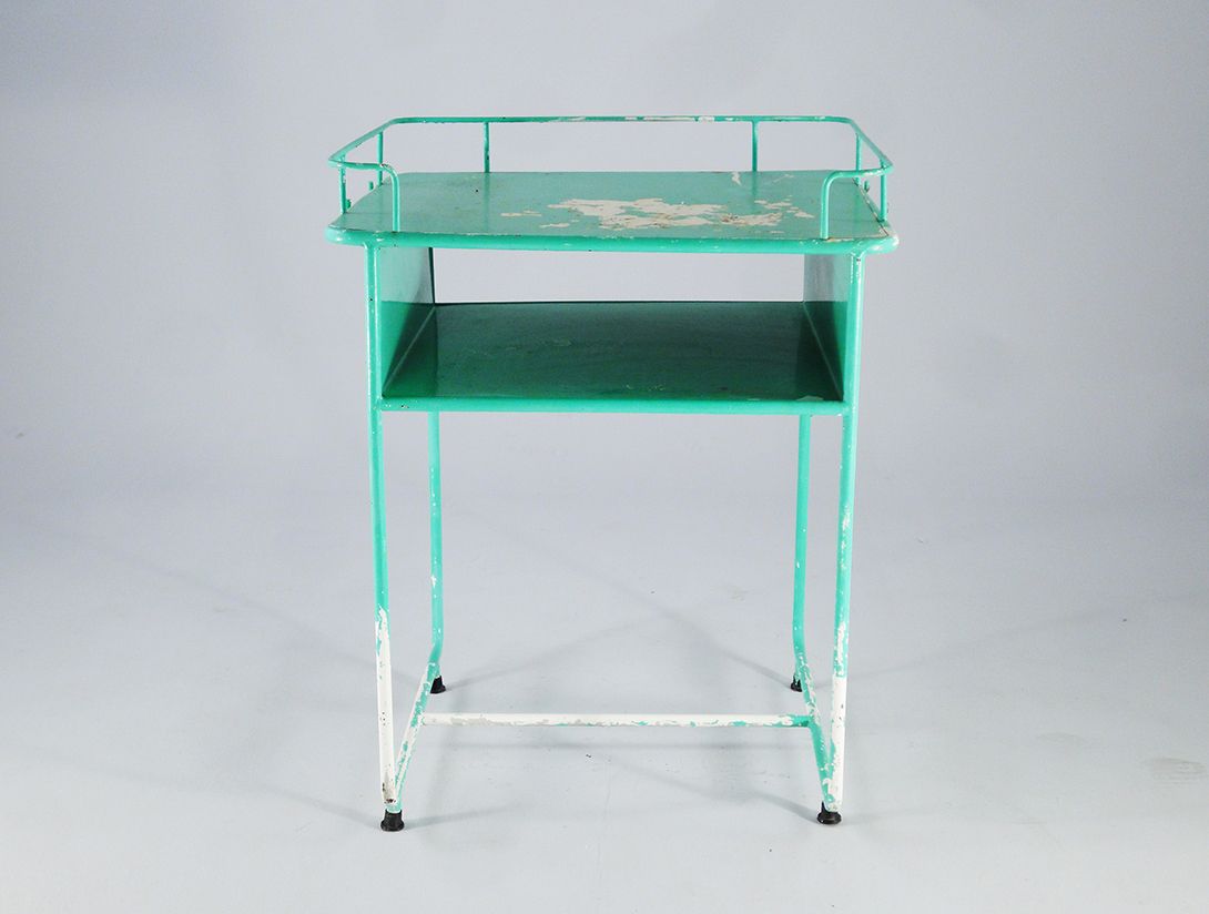Foto Vintage Green Metal Hospital Table h89x61x69