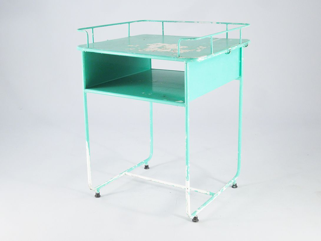 Foto Vintage Green Metal Hospital Table h89x61x69