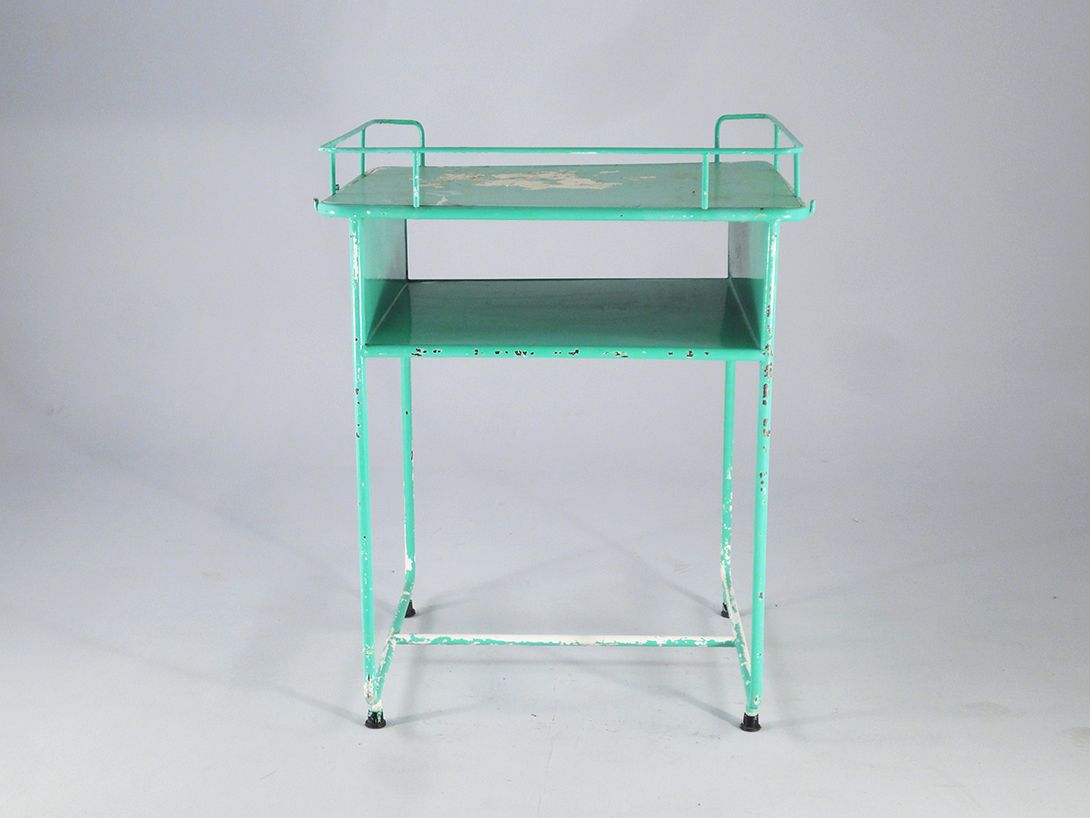 Foto Vintage Green Metal Hospital Table h89x61x69