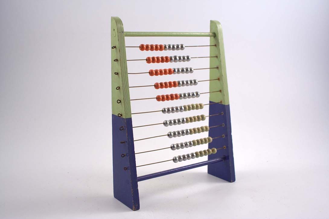 Foto Green and Blue Framed Abacus with Metal and Wooden Beads h30