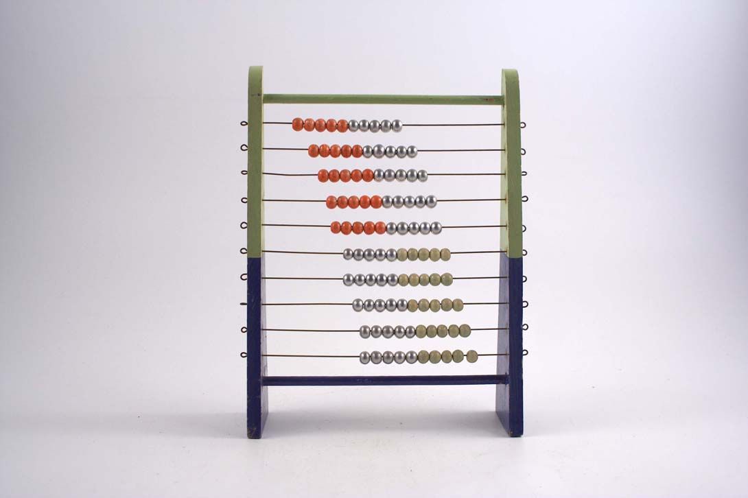 Foto Green and Blue Framed Abacus with Metal and Wooden Beads h30