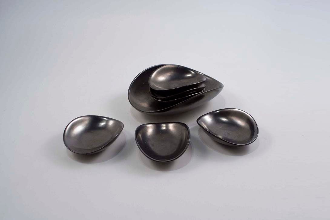 Foto Snack Bowls Set, Oval Shape, Elegant Nacre Black, 1969