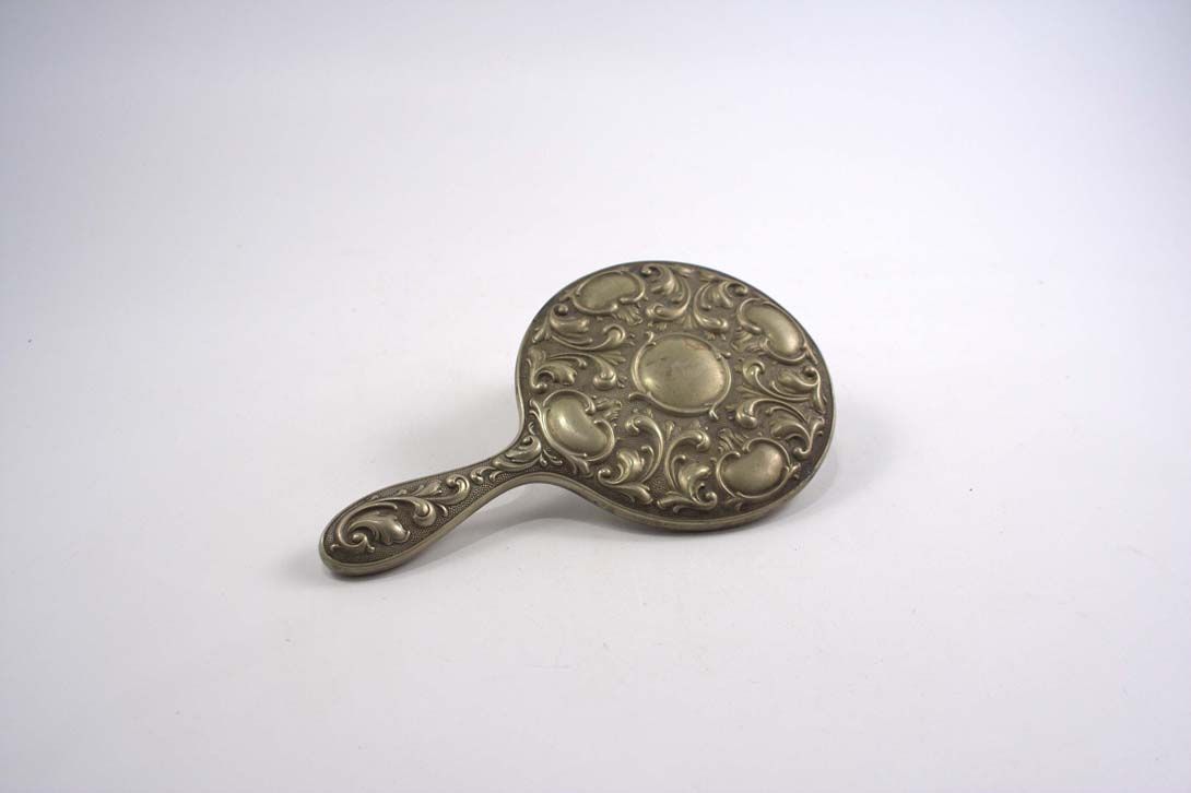 Foto Brass Hand Mirror, Carved Embellishment h25x15