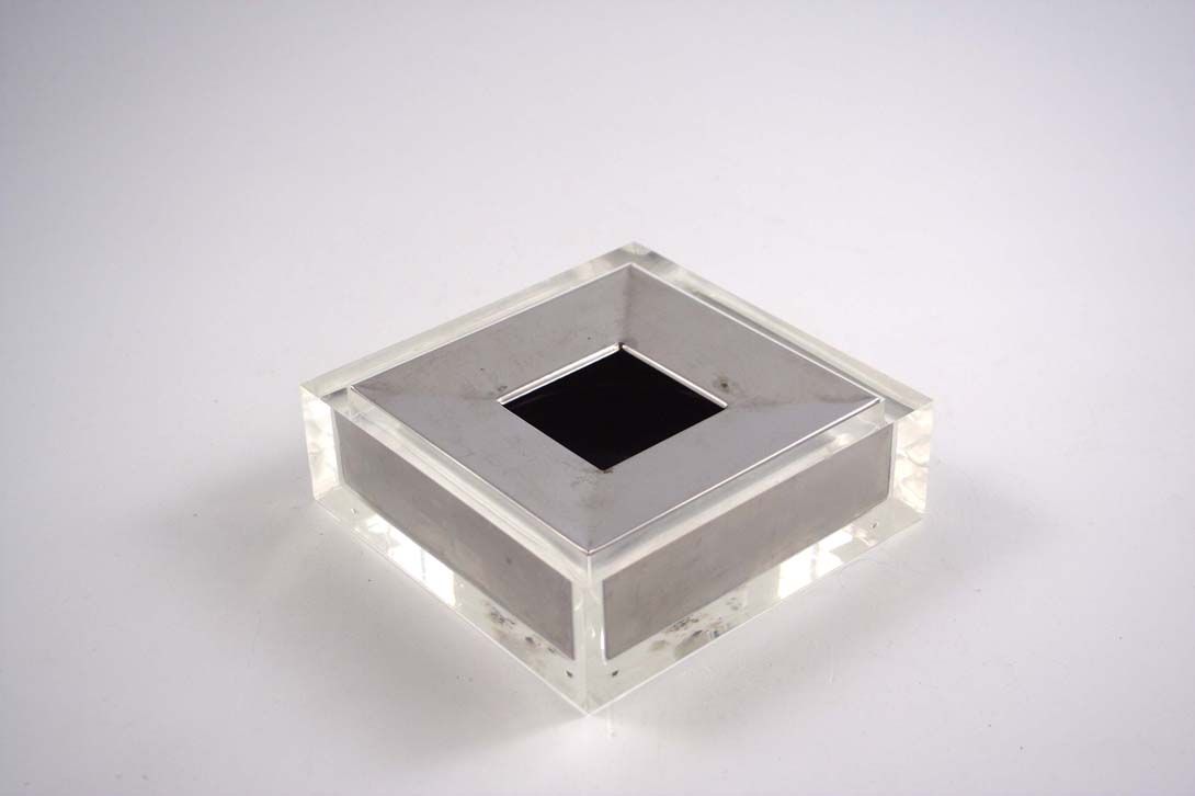 Foto Ashtray, Nested Look, Glass Outside, Metallic Inside
