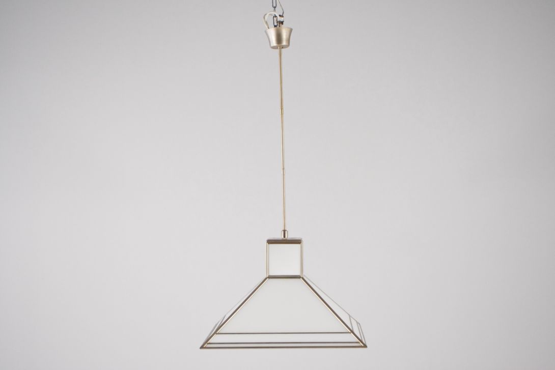Foto Art Deco Pendant Lamp Pyramid Frosted Glass 1930s h37