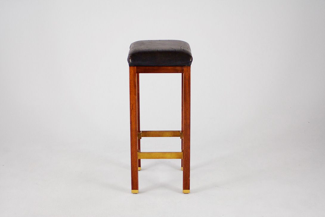 Foto Bar Stool Leather Brass 1950 h80