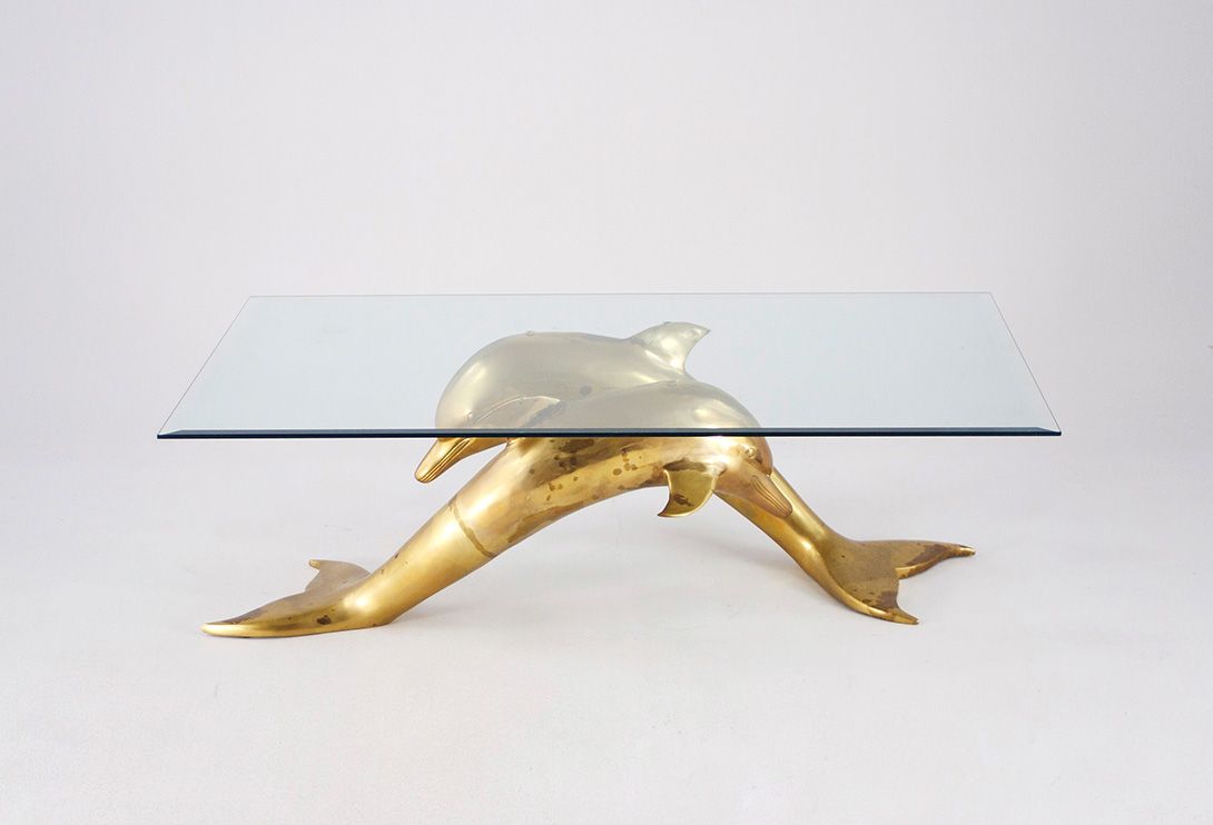 Foto Dolphin Coffee Table Brass France 1958 h40x125x75