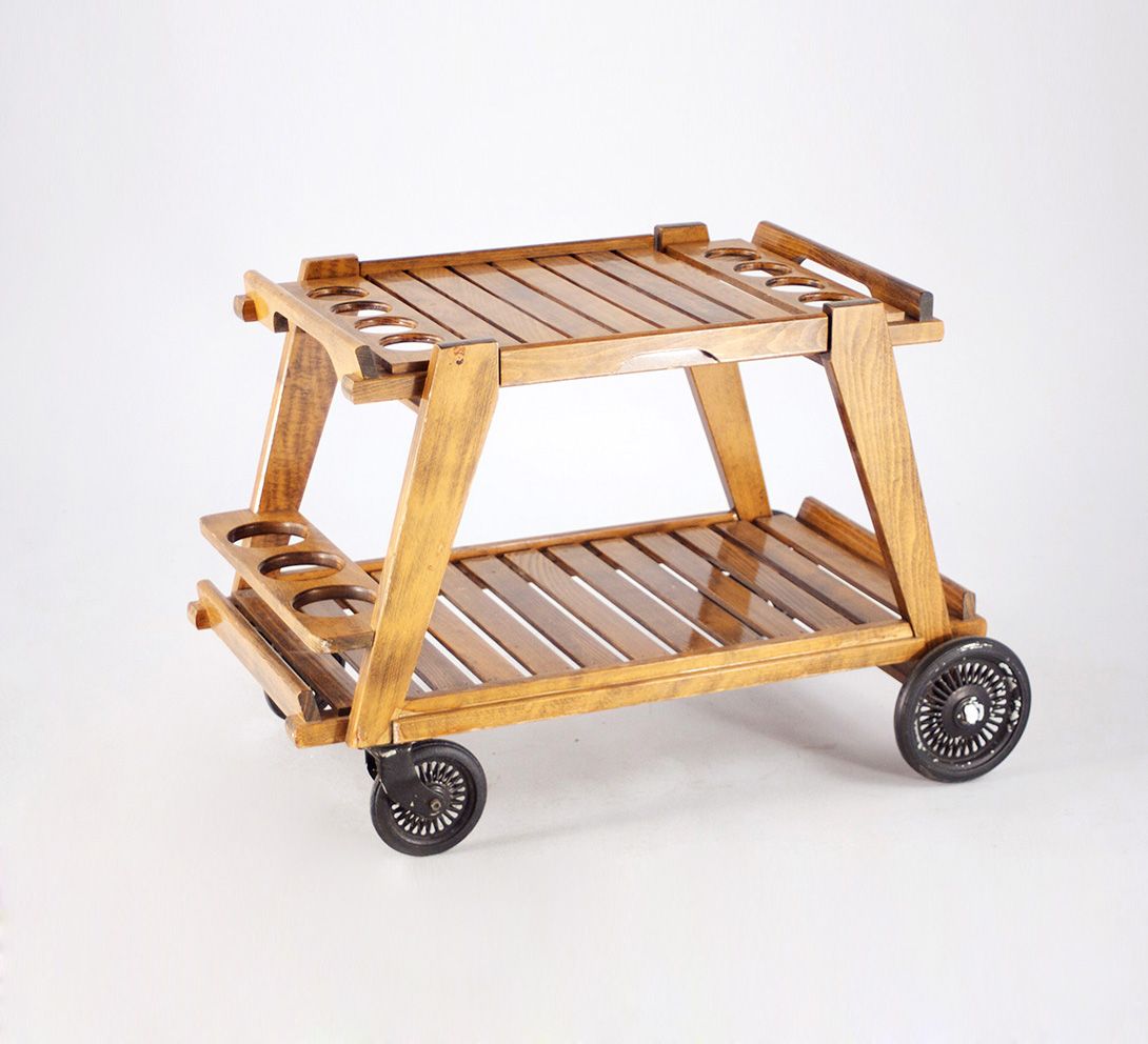 Foto Chalet Wooden Serving Cart h63x94x60