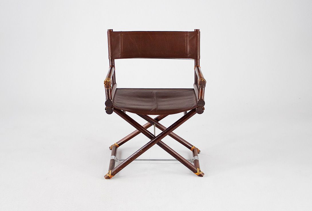 Foto McGuire Oak and Leather X-Chair / Director Chair