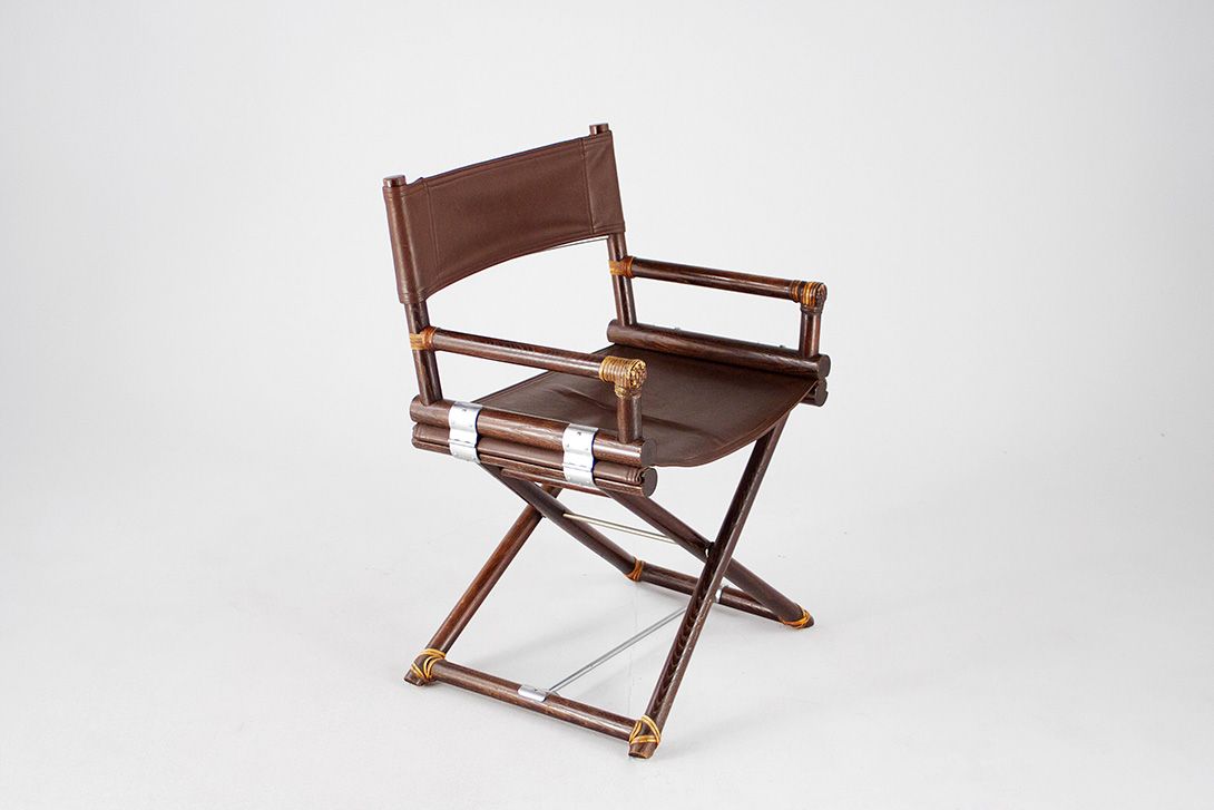 Foto McGuire Oak and Leather X-Chair / Director Chair