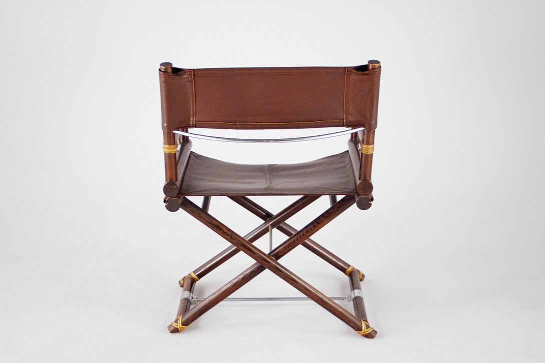 Foto McGuire Oak and Leather X-Chair / Director Chair