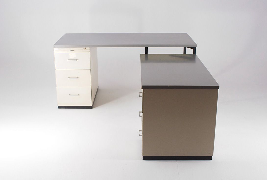 Foto Metal Desk with Side Table h75x156x78