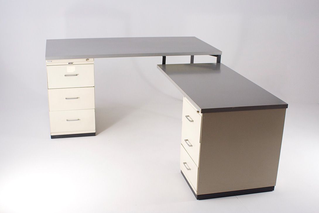 Foto Metal Desk with Side Table h75x156x78