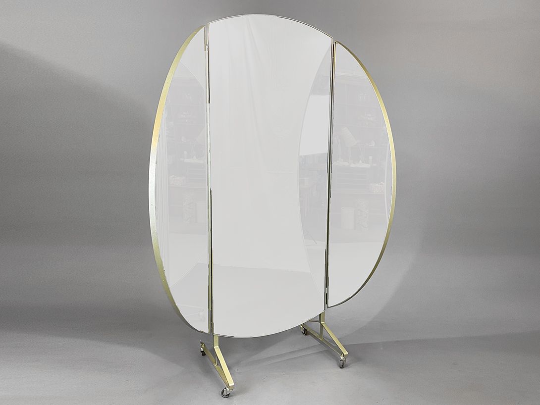 Foto Round Standing Mirror Two-Sided On Wheels Ø 220 Netherlands 1970