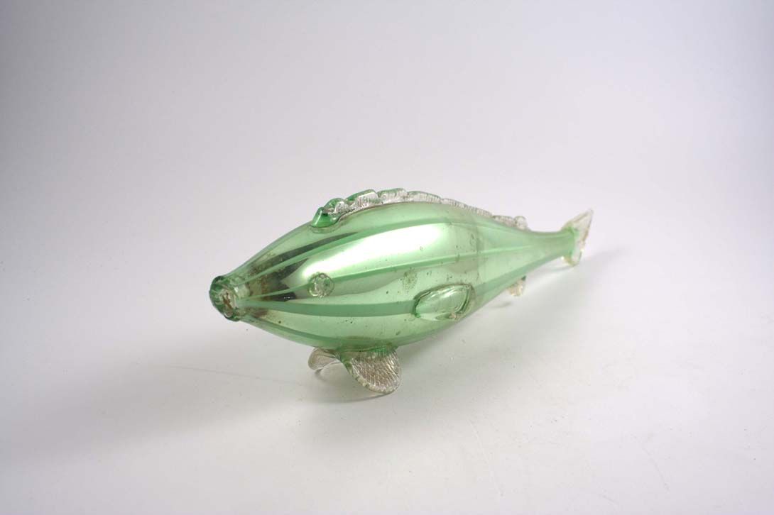 Foto Fish Figurine Vase Green Glass 1954