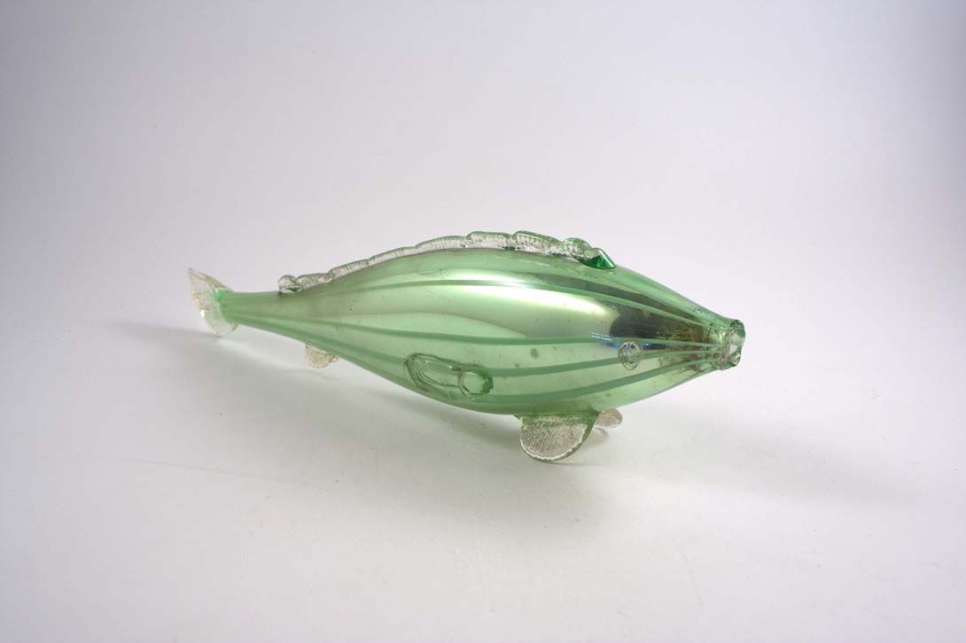 Foto Fish Figurine Vase Green Glass 1954