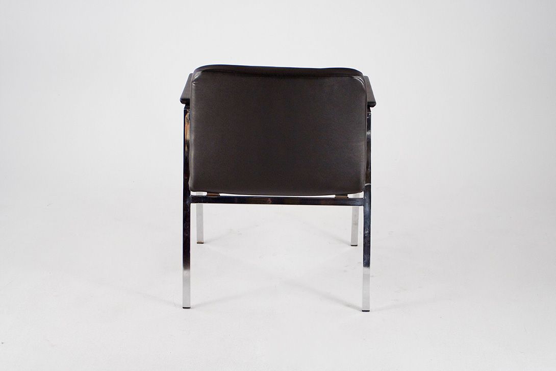 Foto Black Skyleather Armchair Chrome