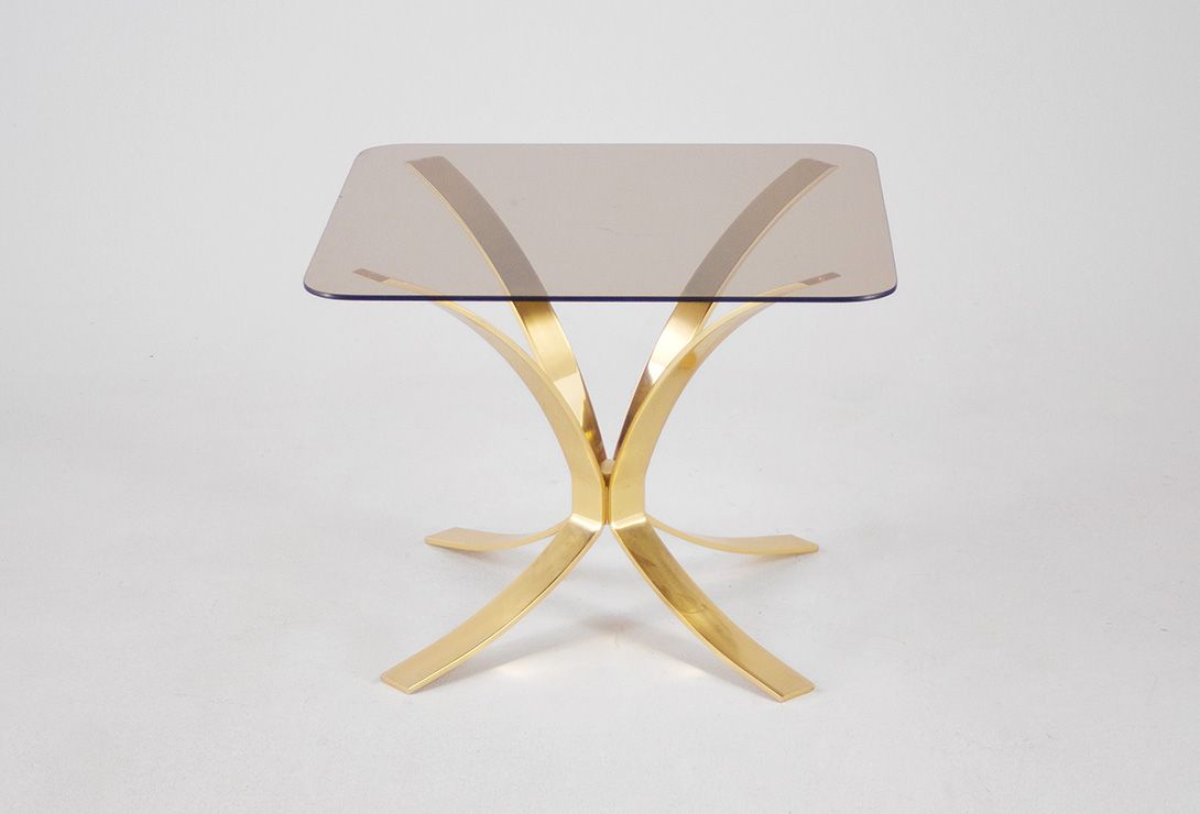 Foto Brass Coffee Table Smoked Glass h47x60