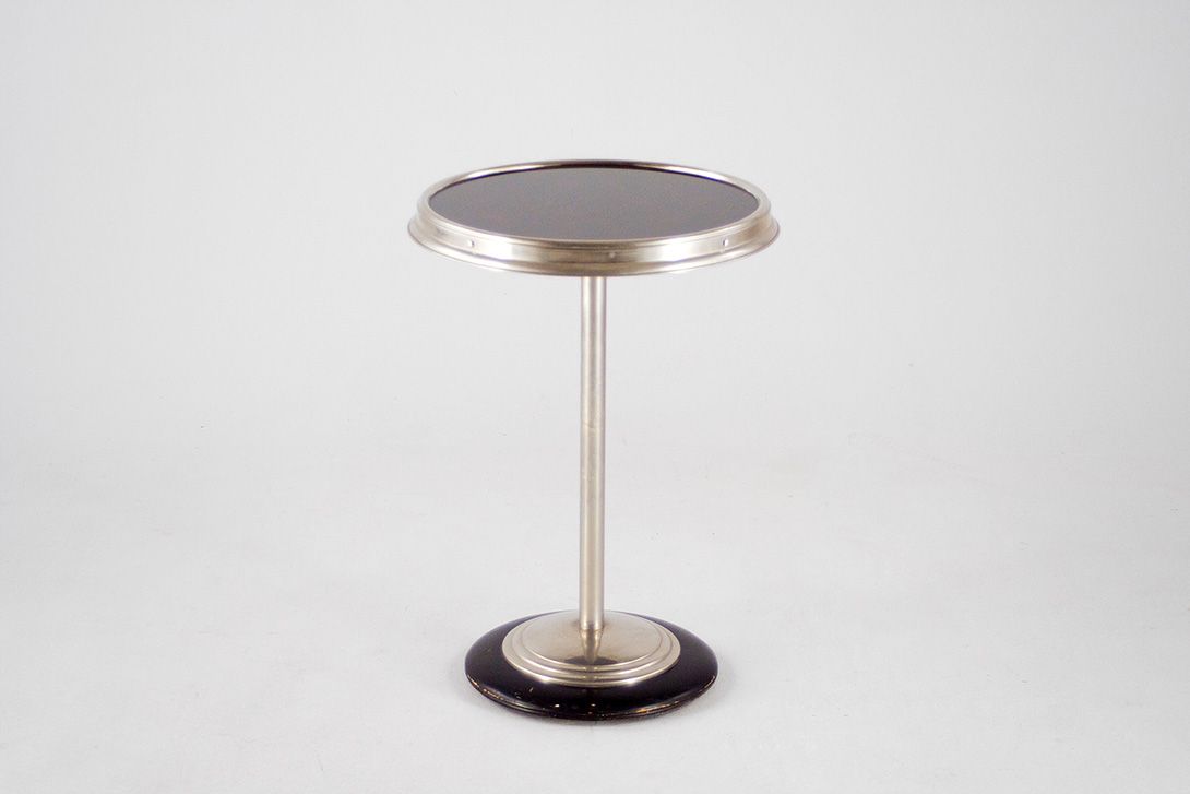 Foto Small Round Metal Art Deco Side Table h65x45 *