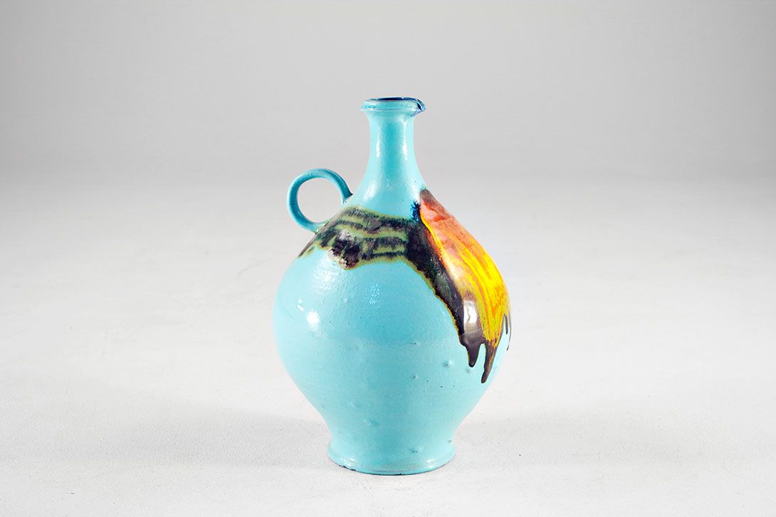 Foto Psychedelic Turquoise Floor Vase 1966 h40 E6