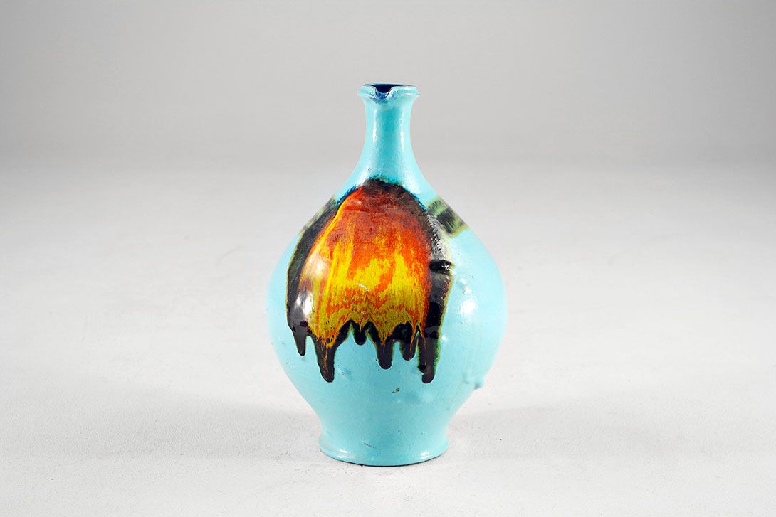 Foto Psychedelic Turquoise Floor Vase 1966 h40 E6