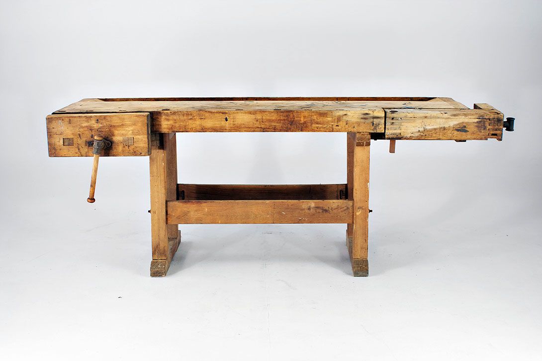Foto Wooden Vintage Workbench 1935 h81x223x80