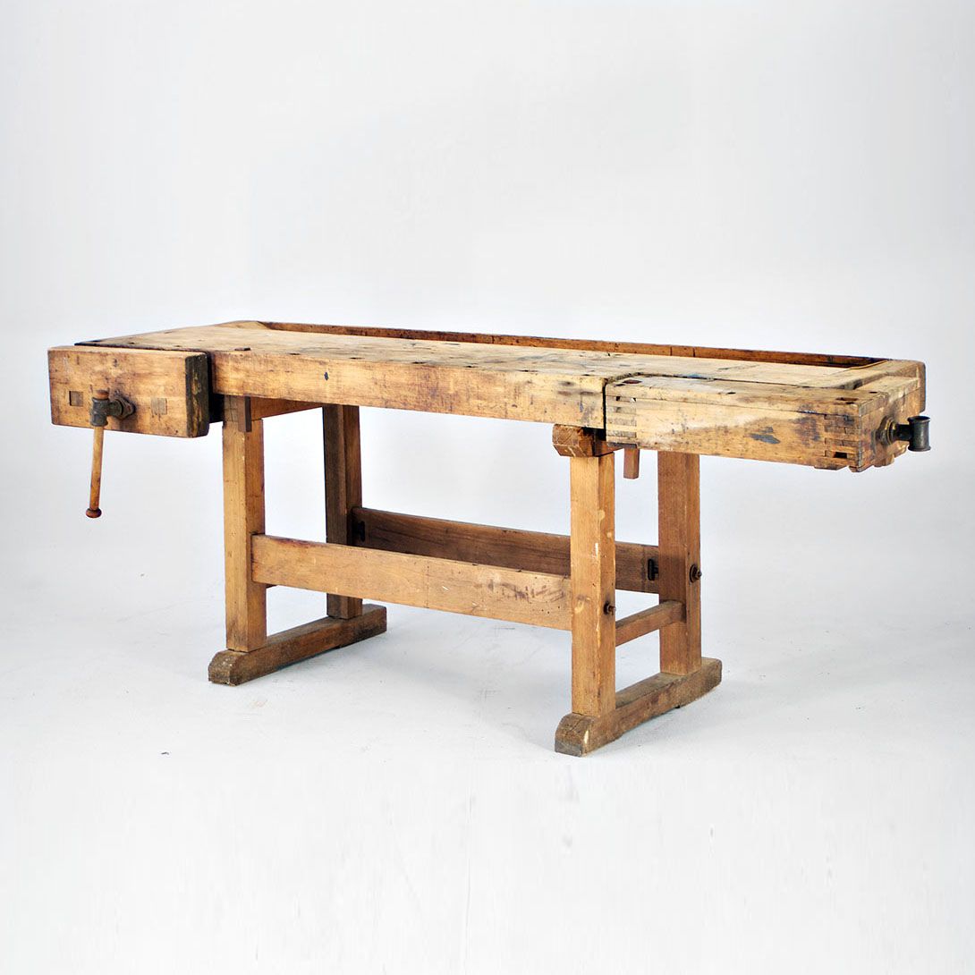 Foto Wooden Vintage Workbench 1935 h81x223x80
