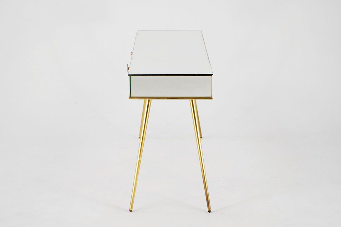 Foto Mirror and Brass Side Table Lowboard 1950 h54x91x31