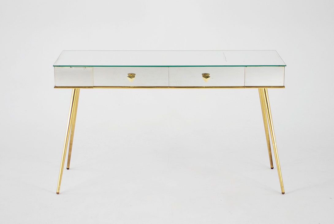 Foto Mirror and Brass Side Table Lowboard 1950 h54x91x31