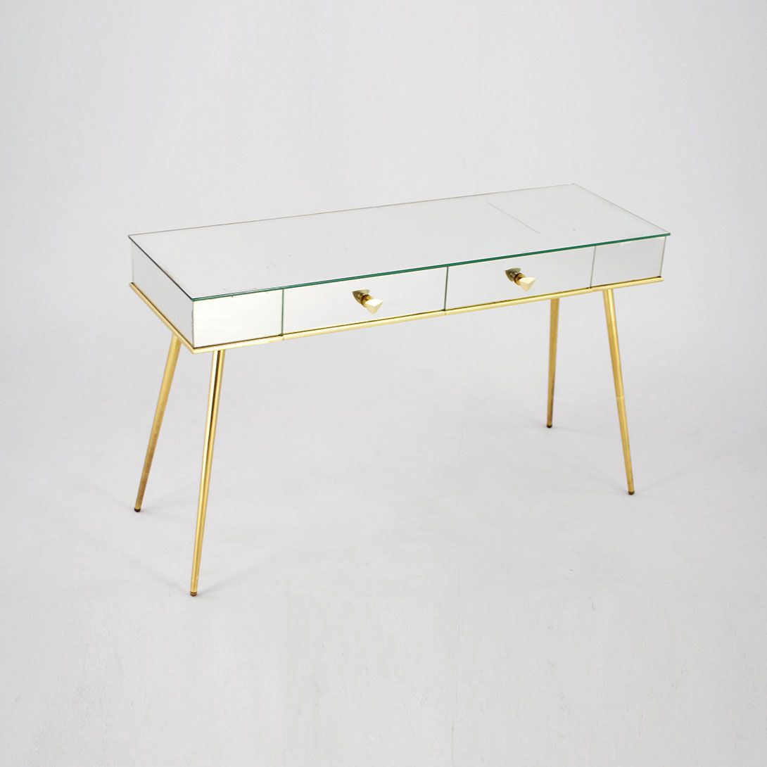Foto Mirror and Brass Side Table Lowboard 1950 h54x91x31