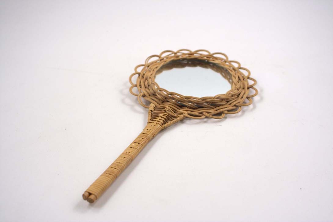 Foto 50&#8217;s Straw Hand Mirror h36x11
