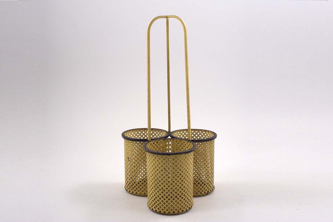 Foto Metal Bottle Holder, Fine Grid, Three Buckets with Brass Sticks